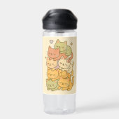 2025 Kawaii Pastel Cat Stack Sticker Waterfles (Achterkant)