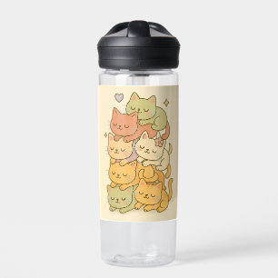 2025 Kawaii Pastel Cat Stack Sticker Waterfles