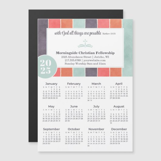 2025 Kerk Promo Multicolor Strepen Kalender (Voorkant / Achterkant)