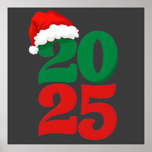 2025 Kerstman Hoed – Uitbundige Kersttelling Poster (Voorkant)