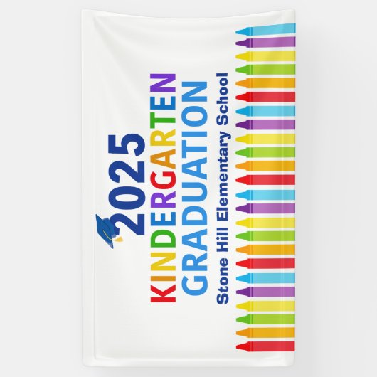 2025 Kindergarten Afstuderen Basisschool Spandoek (Verticaal)