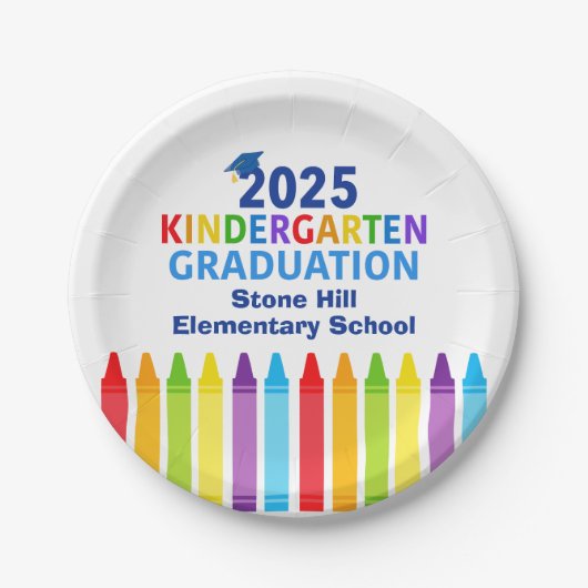 2025 Kindergarten Afstuderen Custom School Party Papieren Bordje (Voorkant)