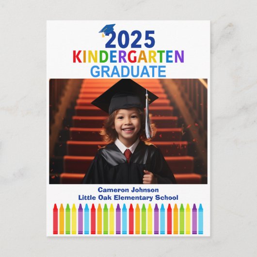 2025 Kindergarten Afstuderen Foto Custom Afstudere Briefkaart (Voorkant)