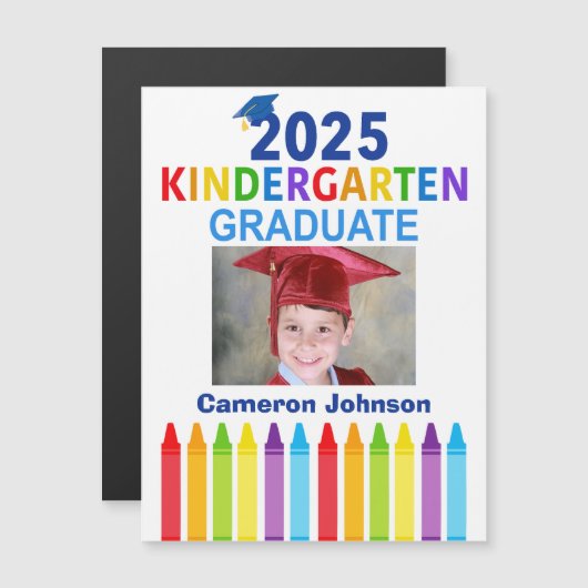 2025 Kindergarten Afstuderen Foto Magneet Kaart (Voorkant / Achterkant)