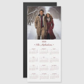 2025 Klassieke Fotokalender Magneet Rood/Wit 4"x9" (Voorkant / Achterkant)