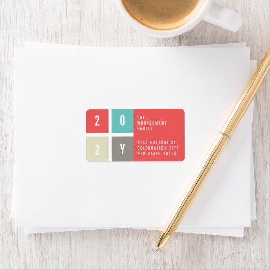 2025 kleur blokkeert modern nieuwjaar vakantie adr etiket (Insitu)