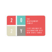 2025 kleur blokkeert modern nieuwjaar vakantie adr etiket (Voorkant)