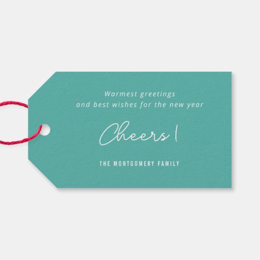 2025 Kleurblokken Modern Nieuwjaar 4 Fotocollage Cadeaulabel (Achterkant Horizontaal)