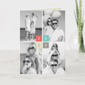 2025 Kleurblokken Modern Nieuwjaar 4 Fotocollage Feestdagen Kaart (Voorkant)