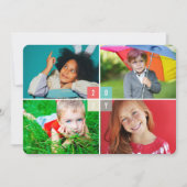 2025 Kleurblokken Modern Nieuwjaar 4 Fotocollage Feestdagenkaart (Voorkant)