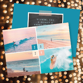 2025 Kleurblokken Modern Nieuwjaar 4 Fotocollage Feestdagenkaart