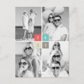 2025 Kleurblokken Modern Nieuwjaar 4 Fotocollage Feestdagenkaart (Voorkant)