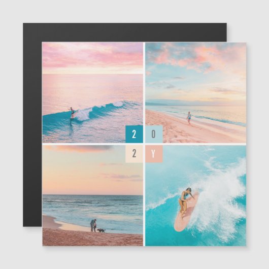 2025 Kleurblokken Nieuwjaar 4 Foto Magnetische Kaa (Voorkant / Achterkant)