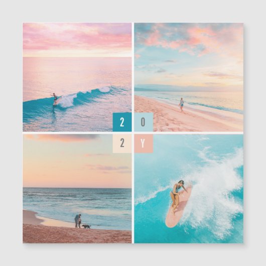 2025 Kleurblokken Nieuwjaar 4 Foto Magnetische Kaa (Voorkant)