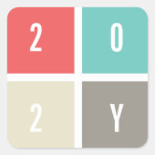 2025 Kleurenblokken Modern Eenvoudig Nieuwjaarsfee Vierkante Sticker (Voorkant)