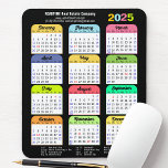 2025 Kleurenkalender US Public Feestdagen Corporat Muismat<br><div class="desc">Modern Black White Kleurrijke 2025 Happy New Year Corporate Business Muismat met 2025 Kalender met Federal Feestdagen in de Verenigde Staten. Alle teksten zijn vooraf geregeld zodat u gemakkelijk en snel met uw eigen gegevens kunt personaliseren.</div>
