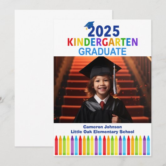2025 Kleuterschool Aangepaste Kids Foto Afstuderen Aankondiging (Voorkant / Achterkant)