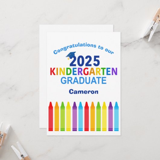 2025 Kleuterschool Afstuderen Aangepast Schattige  Kaart (Voorkant / Achterkant in situ)