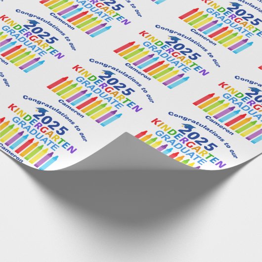 2025 Kleuterschool Afstuderen Schattige Custom Afs Cadeaupapier (Hoek)