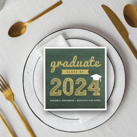 2025 Krijtbord Bold Sketch Graduation Party Paper Servet