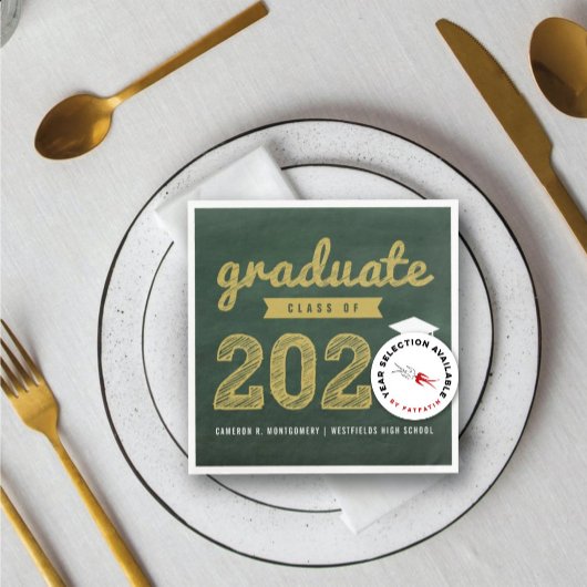 2025 Krijtbord Bold Sketch Graduation Party Paper Servet