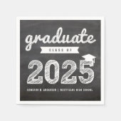 2025 Krijtbord Bold Sketch Graduation Party Paper Servet (Voorkant)