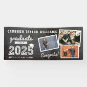 2025 Krijtbord Schets 3 Foto Afstuderen Party Spandoek (Horizontaal)