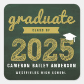 2025 Krijtbord Schets Afstuderen Retro Afstuderen Vierkante Sticker (Voorkant)