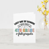 2025 Laatste dag van de school Autograph 4th Grade Kaart (Gele Bloem)