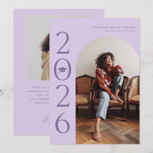 2025 Lavender Arch Afstuderen Aankondiging (Voorkant / Achterkant)
