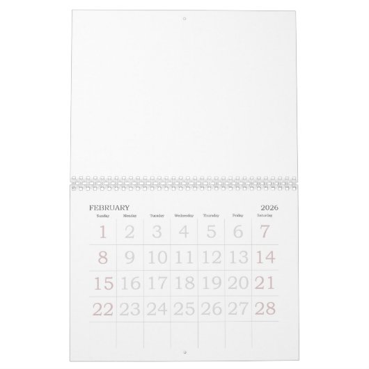 2025 Lege kalender met Feestdagen Grote getallen (Feb 2026)