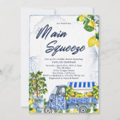 2025 Lemon Italiaans Blauw Bruids Douche Uitnodigi Kaart (Voorkant)