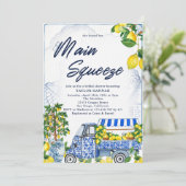 2025 Lemon Italiaans Blauw Bruids Douche Uitnodigi Kaart (Staand voorkant)