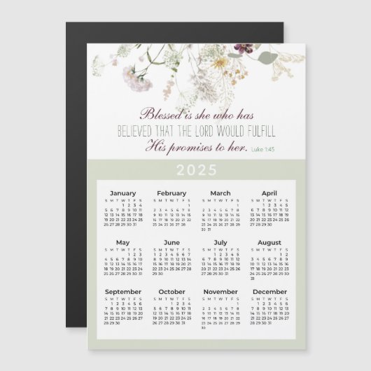 2025 Lucas 1:45 Gezegend is Ze Wildbloem Magneet (Voorkant / Achterkant)