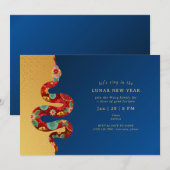 2025 Lunar Nieuwjaar van de Slang Blauw Goud Moder Kaart (Voorkant / Achterkant)