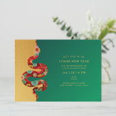 2025 Lunar Nieuwjaar van de Slang Groen Goud Moder Kaart (Staand voorkant)