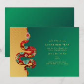 2025 Lunar Nieuwjaar van de Slang Groen Goud Moder Kaart (Voorkant / Achterkant)