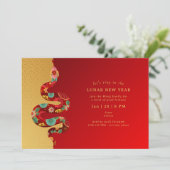 2025 Lunar Nieuwjaar van de Slang Rood Goud Modern Kaart (Staand voorkant)