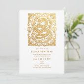 2025 Lunar Nieuwjaar van de Snake White Gold Party Kaart (Staand voorkant)