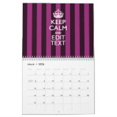 2025 Maandelijks HOUD KALM Fuchsia Strepen Jouw te Kalender (Mar 2026)