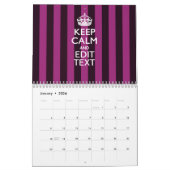 2025 Maandelijks HOUD KALM Fuchsia Strepen Jouw te Kalender (Jan 2026)