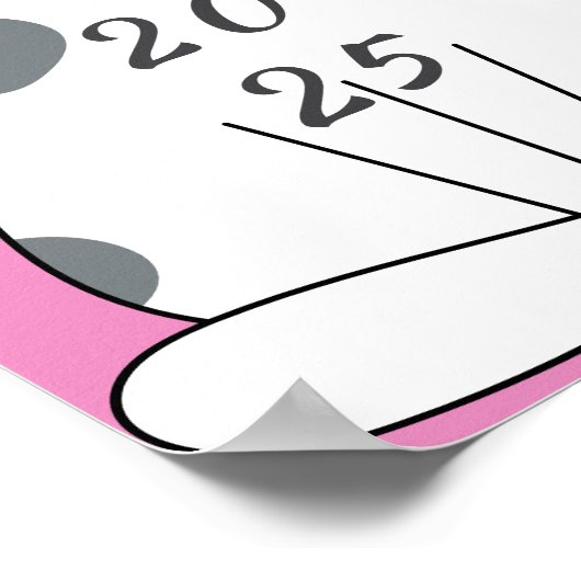 2025 Maandkalender Mooie Roze Speelse Witte Kat Poster (Hoek)