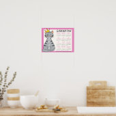 2025 Maandkalender Schattige Roze Naam Speelse Kat Poster (Keuken)