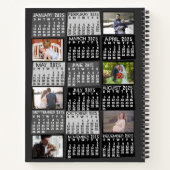 2025 Maandkalender Zwart Mod 12 Foto Collage Notitieboek (Achterkant)