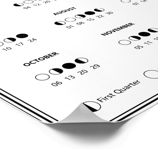 2025 Maanfase Maancyclus Minimalistische kalender Poster (Hoek)