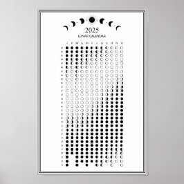 2025 Maanfase Maancyclus Minimalistische Kalender Poster