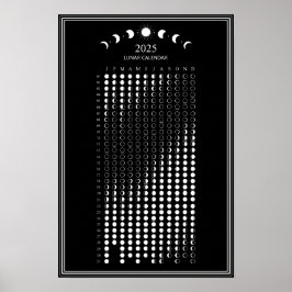 2025 Maanfase Maancyclus Minimalistische Kalender Poster