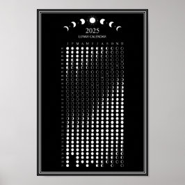 2025 Maanfase Maancyclus Minimalistische kalender Poster