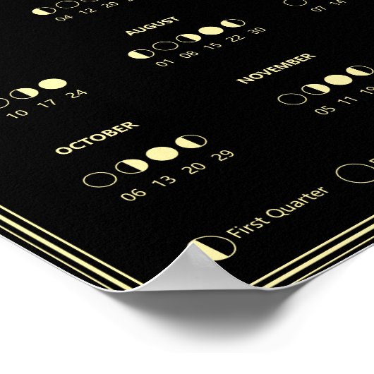 2025 Maanfase Maancyclus Minimalistische Kalender Poster (Hoek)