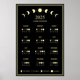 2025 Maanfase Maancyclus Minimalistische Kalender Poster